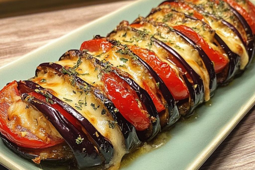 Berinjelas Assadas com Tomates e Queijo